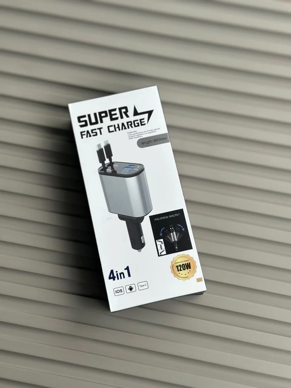 4 in 1 Car Charger | 120W | Multi Charging Cable, USB Fast Charging Adapter for Android & iPhone - Image 6