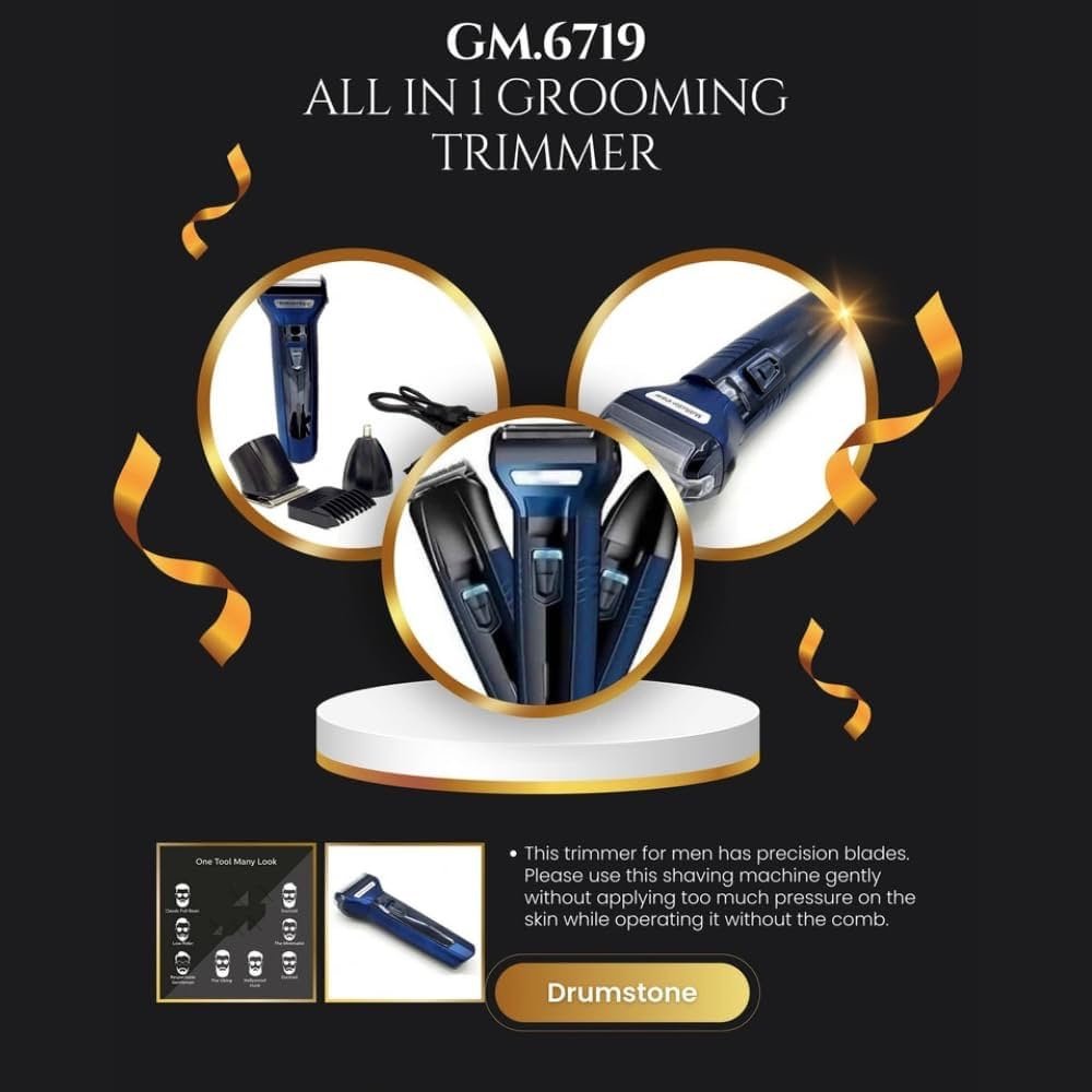 GEEMY GM6719 3-in-1 Rechargeable Shaver & Trimmer Set - Image 5