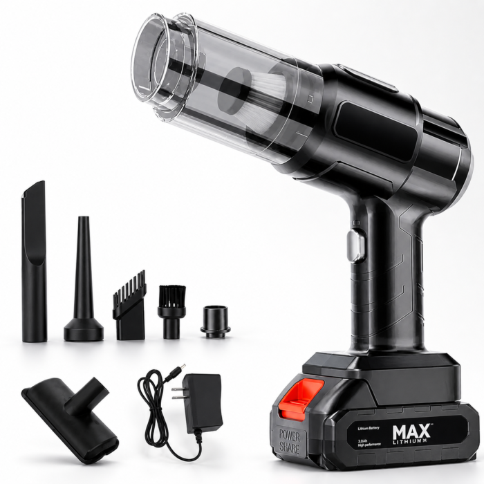 Portable Car & Home Vacuum Cleaner with Blower | Rechargeable | Multiple Cleaning Heads