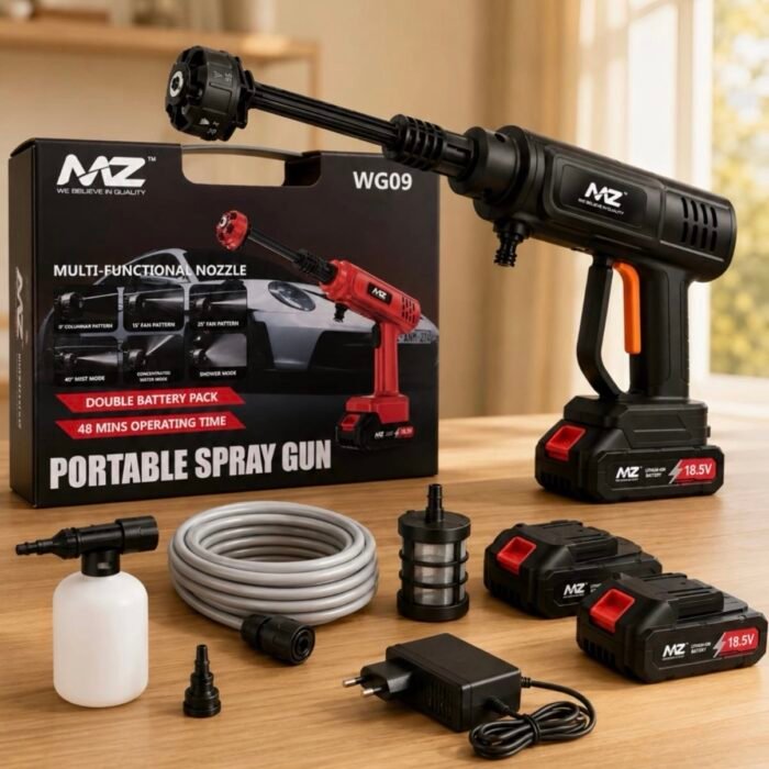 MZ 48V Cordless Pressure Washer Gun | Multi-Spray Nozzle, Foam Cannon, Dual Battery Support