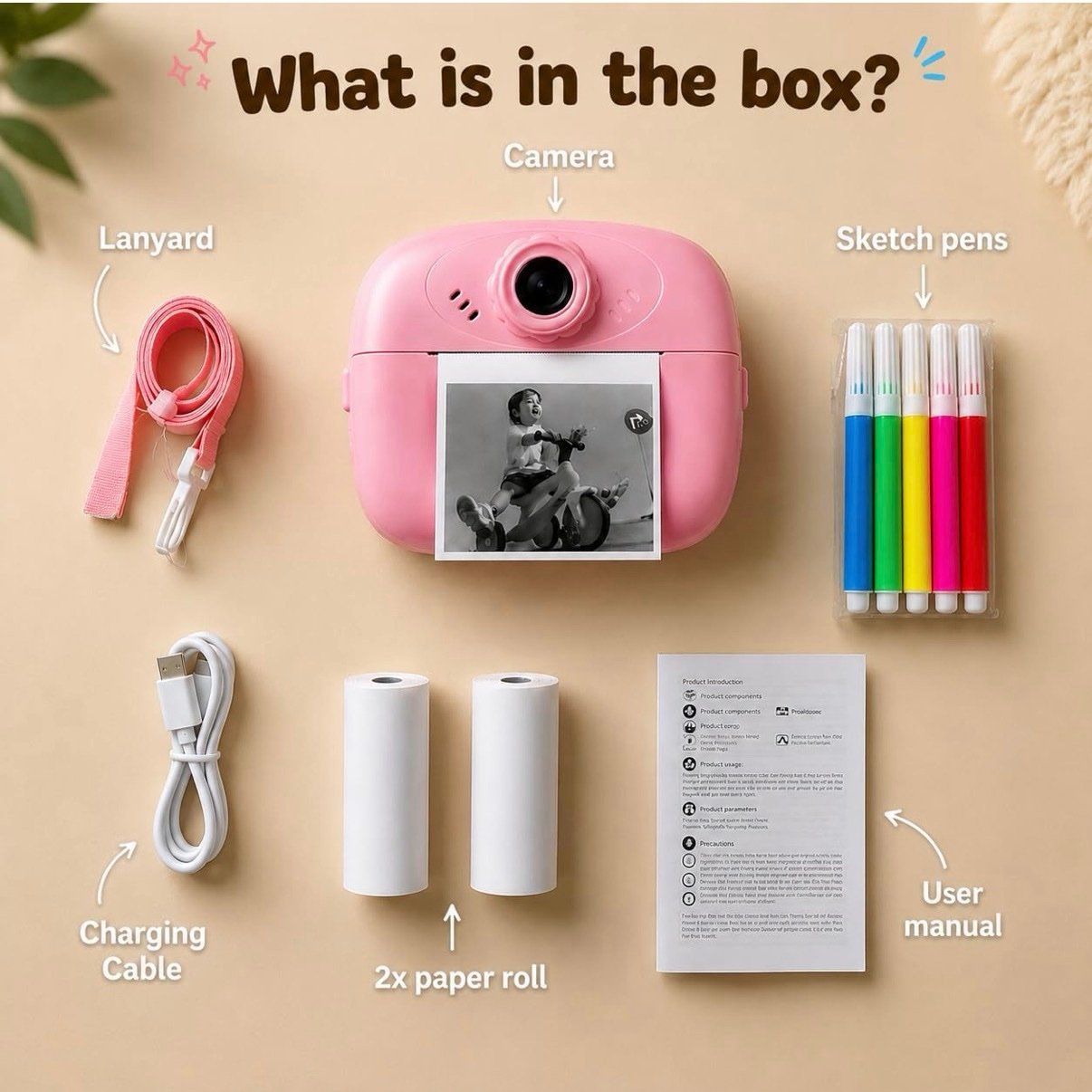 DIY Instant Print Mini Camera | Photo, Video, Games, Music & More | 2.4” HD Screen - Image 2