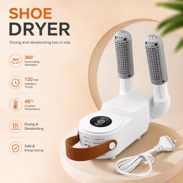 Shoe Dryer | 360° Hot Air with Adjustable Timer | Fast Drying & Deodorizer