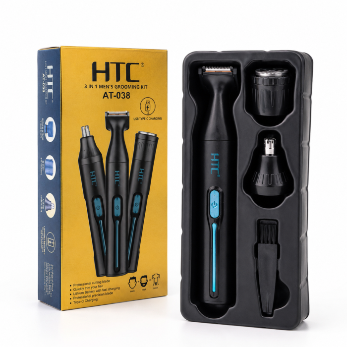HTC AT-038 | 3 in 1 Trimmer | Rechargeable Men’s Grooming Kit