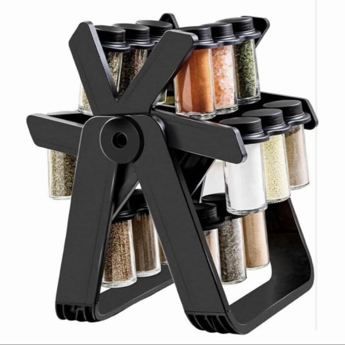 Rotating Spice Rack | 18 Glass Jars | 360° Revolving Kitchen Organier